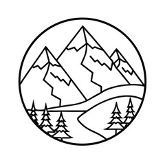 mountain adventure outline drawing
