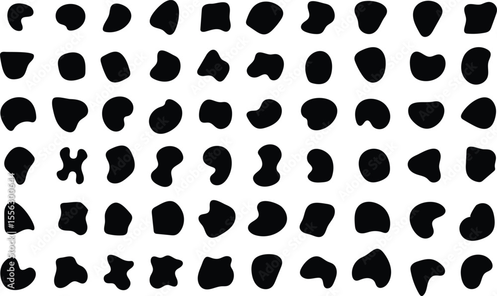 Aufkleber collection of black organic blob shapes in various forms and abstract vector illustration