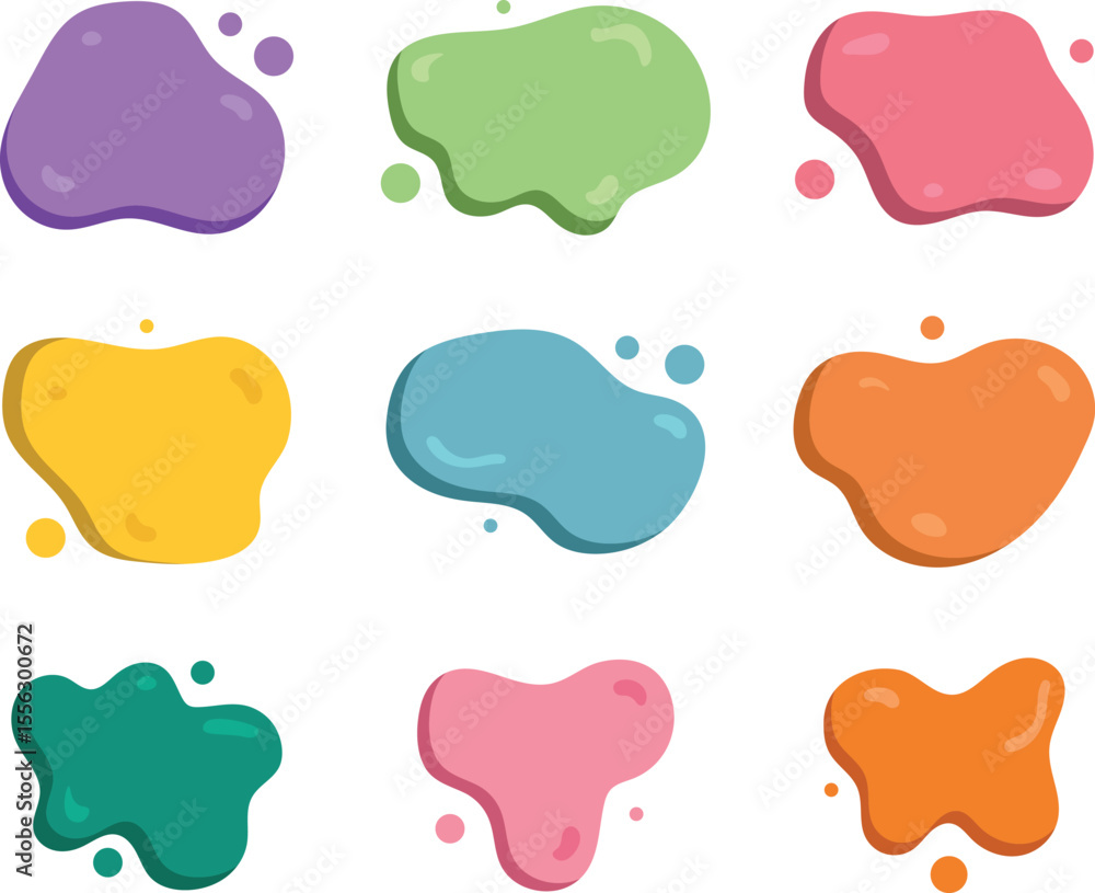 Poster collection of colorful abstract blob shapes for design elements and decorative backgrounds