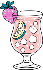 illustration of a glass of strawberry milk juice