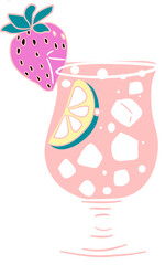 illustration of a strawberry and milk