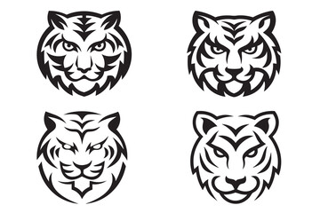 Wild tiger head vector illustration for tattoo, logo, or icon design