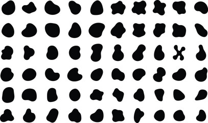 Collection of abstract black blob shapes displayed on a white background suitable for design elements.