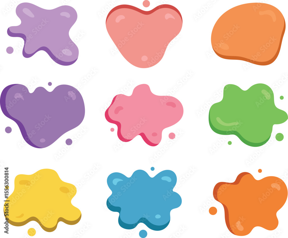 Poster colorful abstract paint splatters and blobs arranged in a seamless pattern for design elements