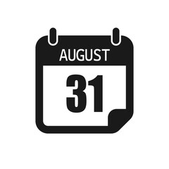Vector icon page day calendar - 31 August month