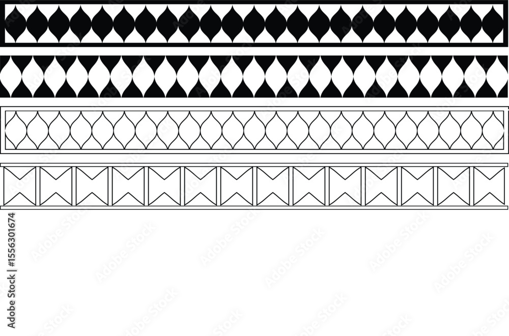 Poster scalloped border. illustration isolated on white background. dividers. simple scalloped border. repe