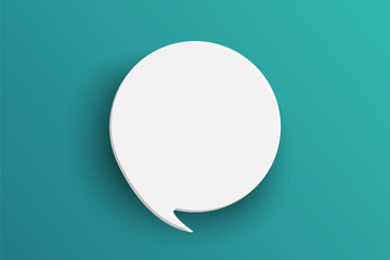 White circle speech bubble on green background