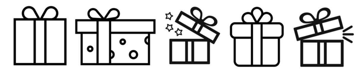 
Gift Box Icon Set – Isolated Vector Elements and Christmas Present Silhouettes.

