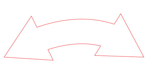 Dual sided arrow vector, icon, silhouette design. Semicircular curved thin, long double ended arrow vector design for website, app and logo design. Vector illustration of duel side arrow