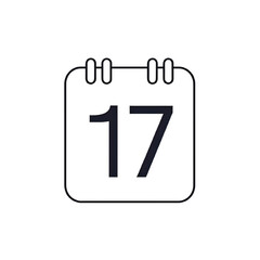Calendar Icon Calendar Icon:  Date 17 - Minimalist Design Element for Website & App