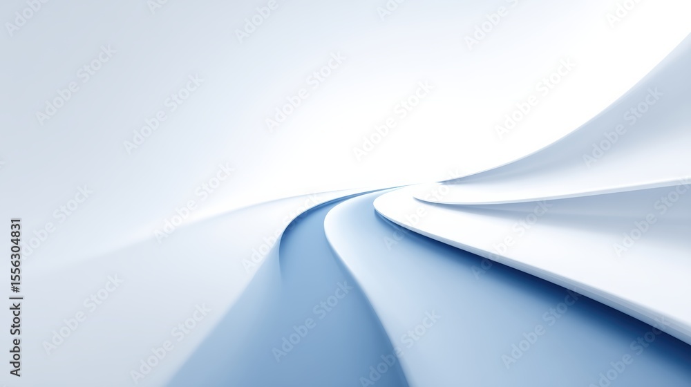 Poster a smooth, abstract white and blue curved surface creating a futuristic, minimalistic design with flo