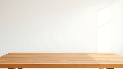 A minimalist wooden desk with a clean, uncluttered surface, radiating modern simplicity.