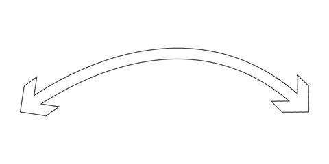 Dual sided arrow vector, icon, silhouette design. Semicircular curved thin, long double ended arrow vector design for website, app and logo design. Vector illustration of duel side