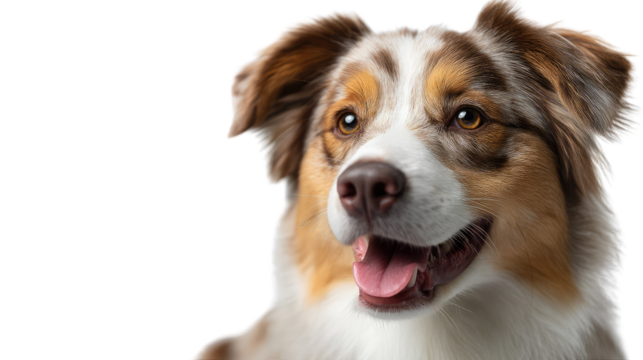 Loyal Gaze of Australian Shepherd: An up-close portrait of a handsome Australian Shepherd, with its striking coat and intelligent eyes.
