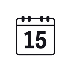 Calendar Icon Calendar Icon: Day 15, Date Reminder, Appointment Scheduling, Event Planning, Digital Calendar, Minimalist Design