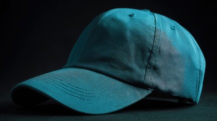 Teal Baseball Cap on a white and black  Background