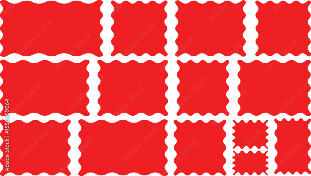 Aufkleber set of with zigzag frames red color edge scallop edge shape rectangle shape frame with zigzag edge z