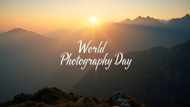 Beautiful Sunrise Over Mountains Celebrating World Photography Day in Nature