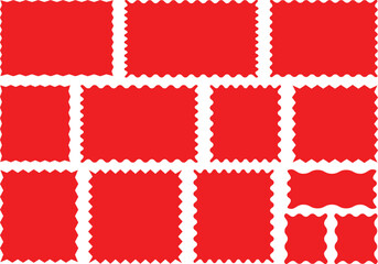 Set of with zigzag frames edge red color silhouette scalloped scallop edge shape rectangle shape with zigzag edge frame square shape various with scallop edge rectangle shape See Less