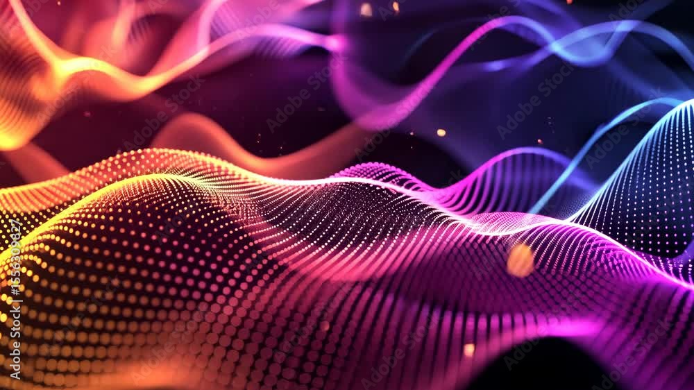 Aufkleber abstract digital technology background featuring intricate geometric lines and vibrant dots, futuris