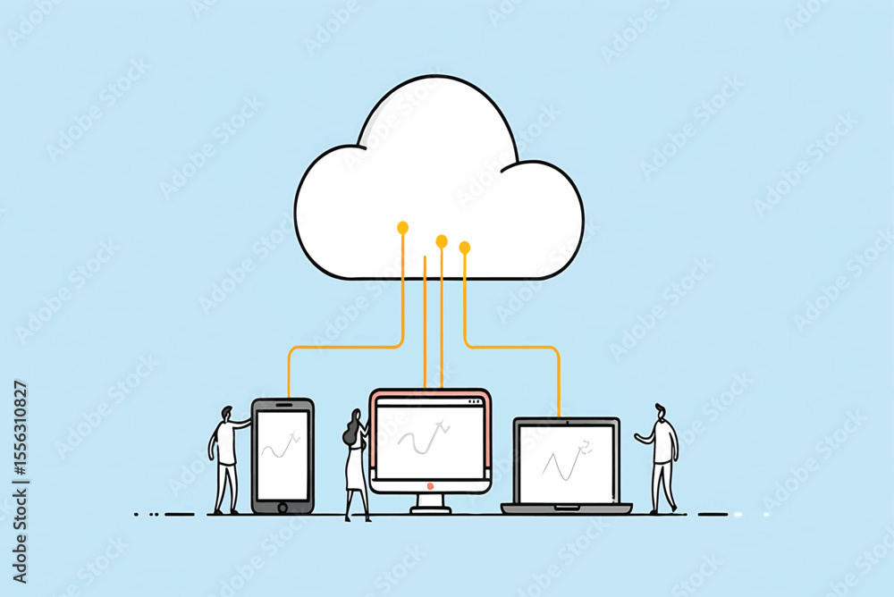 Poster cloud computing connecting devices & data for business growth