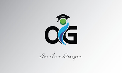 OG Creative Letter Logo with Graduation Cap and Abstract Human – Modern Education and Learning Symbol Design