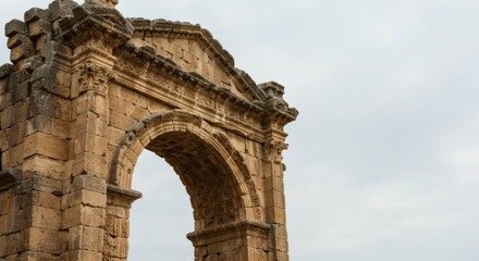 Fototapeta premium Ancient Stone Archway Ruin in Overcast Sky Setting