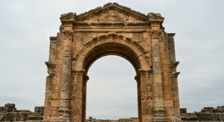 Obraz premium Ancient Stone Archway Ruins in Historic Archaeological Site
