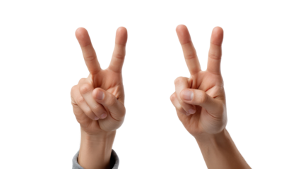 Two Hand Gesture for Peace: Capturing the essence of unity and positivity with a close-up view of two hands elegantly displaying the universal sign of peace.