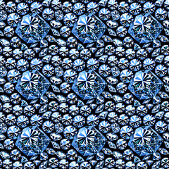 Sparkling seamless pattern of diamonds of different cuts and sizes, luxurious, sparkling texture for fashion, jewelry workshops, luxury branding