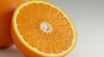 Juicy Orange Slice: Macro View of Fresh Citrus Fruit Healthy Eating.