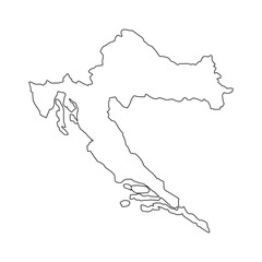 vector map of Croatia isolated on a transparent background, Detailed map of Croatia