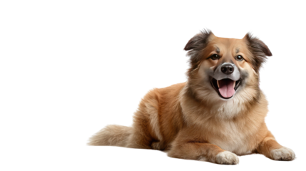 Loyal Companion Resting: A furry friend, full of life and joy, reclines contentedly, showcasing the endearing charm of the animal kingdom. A captivating portrait of a friendly canine companion.