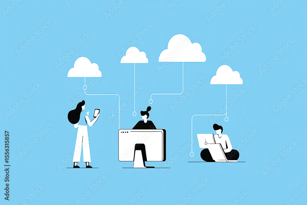 Poster cloud computing connecting people through digital networks
