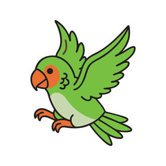 Parrot Flapping Wings Flying Illustration