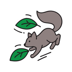 Fox Pouncing On Leaf Artwork