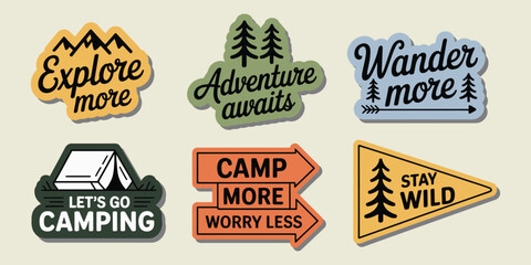 Fototapeta premium Vintage style camping adventure badge set
