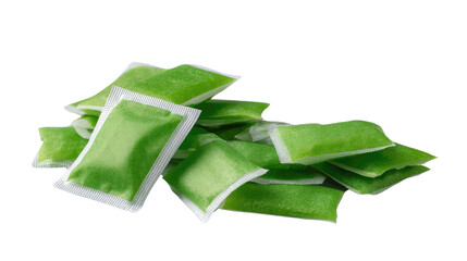 Green Packet of Sweetener: An array of vibrant green packets of sweetener arranged in a captivating composition, offering a glimpse into the realm of flavor and culinary enhancement.