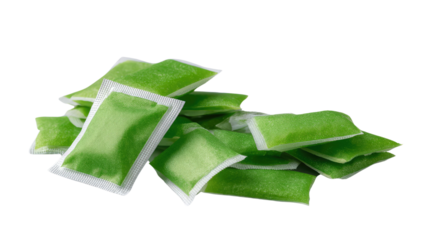 Green Packet of Sweetener: An array of vibrant green packets of sweetener arranged in a captivating composition, offering a glimpse into the realm of flavor and culinary enhancement.