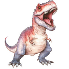 Colorful realistic dinosaur cartoon character with open mouth and teeth for children design