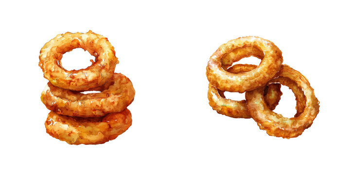 onion rings watercolor vector illustration