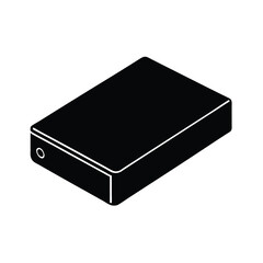 Black Portable External Hard Drive Icon Isometric view