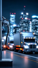 Night city gas station