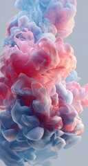 Abstract swirls of pastel pink and blue ink