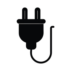 Simple Black and White Electrical Plug Icon Solid
