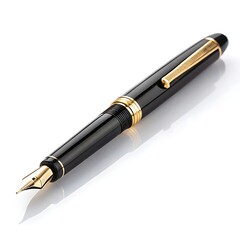 Naklejka premium Classic black gold fountain pen writing instrument