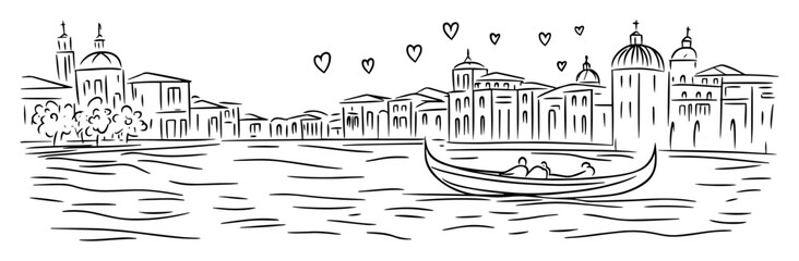 gondola ride in romantic venetian canal with hearts © Mago