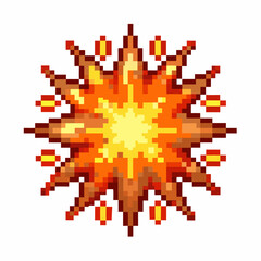Fototapeta premium Pixel Art Explosion Icon Retro 8 bit Style Burst Illustration for Gaming and Graphics