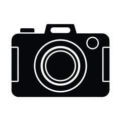 Simple Black and White Camera Icon Solid black