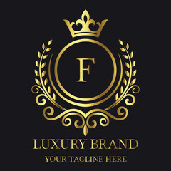 Golden F Monogram Luxury Brand Logo